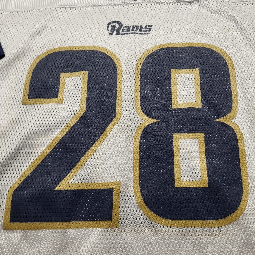 VTG Marshall Faulk Jersey Reebok St Louis Rams Football White NFL On Field Y2K - Picture 2 of 13